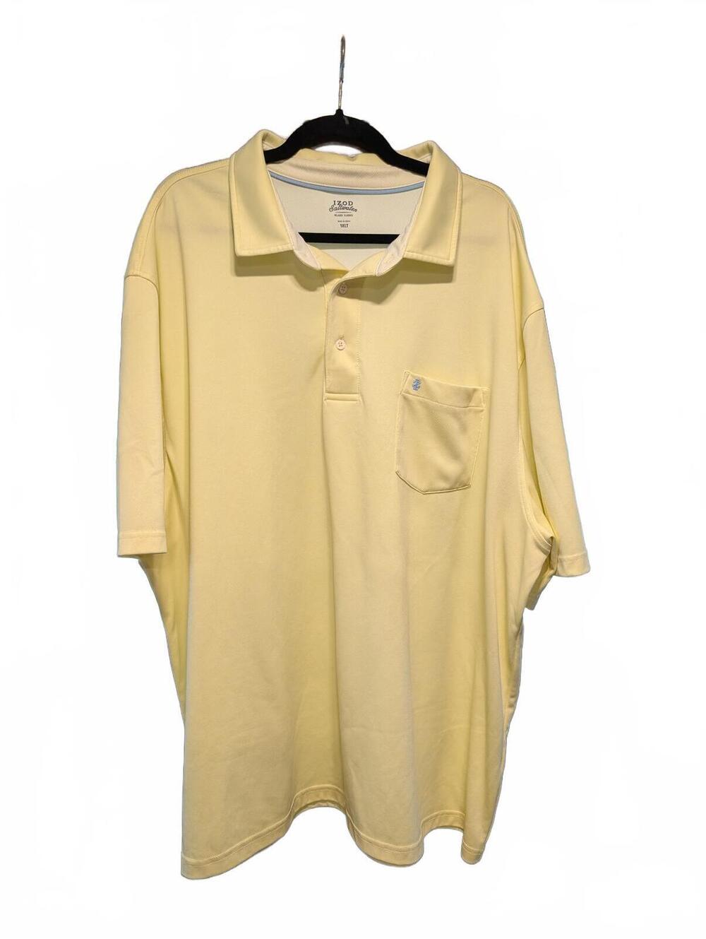 Izod Saltwater Men's Yellow Polo Shirt with Chest Pocket - 3XLT